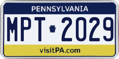 PA license plate MPT2029
