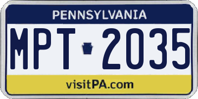 PA license plate MPT2035
