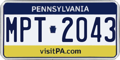 PA license plate MPT2043