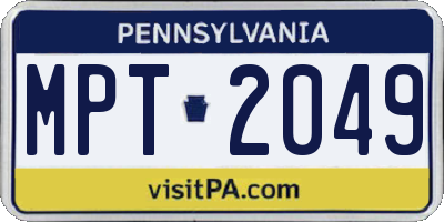 PA license plate MPT2049