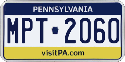 PA license plate MPT2060