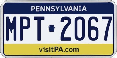 PA license plate MPT2067