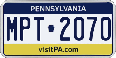 PA license plate MPT2070