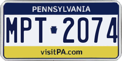 PA license plate MPT2074