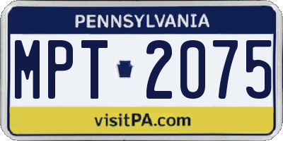 PA license plate MPT2075