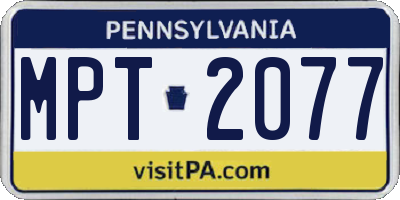 PA license plate MPT2077