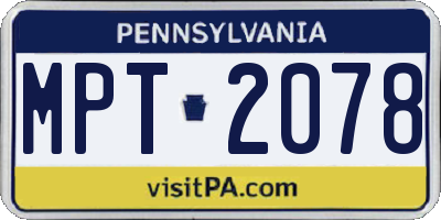 PA license plate MPT2078