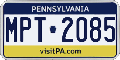 PA license plate MPT2085