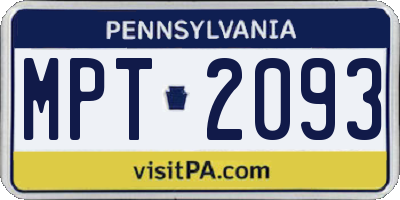 PA license plate MPT2093