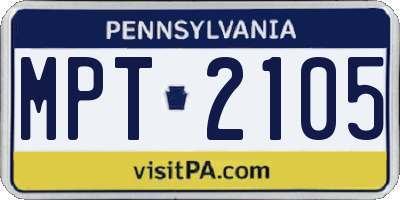 PA license plate MPT2105