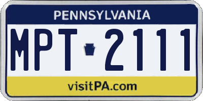 PA license plate MPT2111