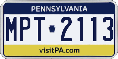 PA license plate MPT2113