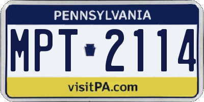 PA license plate MPT2114