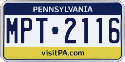 PA license plate MPT2116