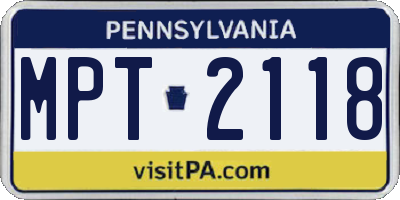 PA license plate MPT2118