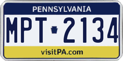 PA license plate MPT2134