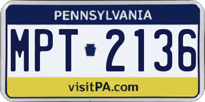 PA license plate MPT2136