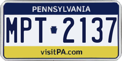 PA license plate MPT2137