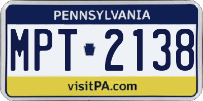 PA license plate MPT2138