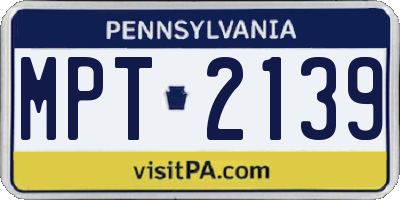 PA license plate MPT2139