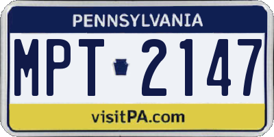 PA license plate MPT2147
