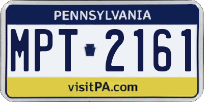 PA license plate MPT2161
