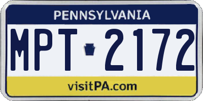 PA license plate MPT2172
