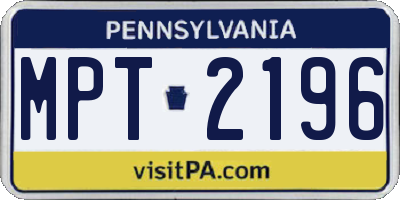PA license plate MPT2196