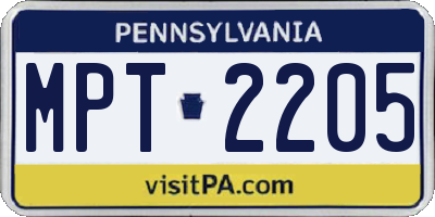 PA license plate MPT2205