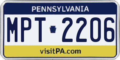 PA license plate MPT2206