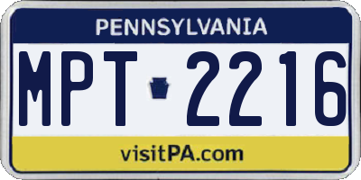 PA license plate MPT2216