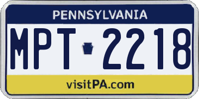 PA license plate MPT2218