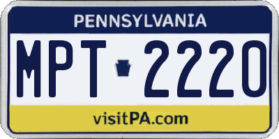 PA license plate MPT2220