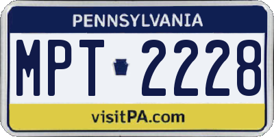 PA license plate MPT2228