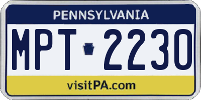 PA license plate MPT2230