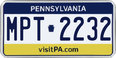 PA license plate MPT2232