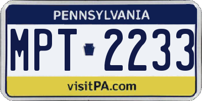 PA license plate MPT2233