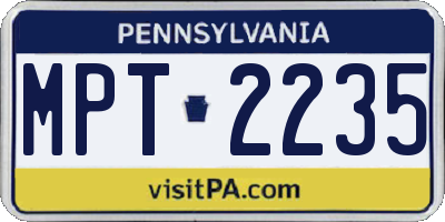 PA license plate MPT2235