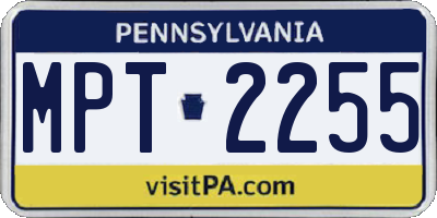 PA license plate MPT2255