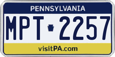 PA license plate MPT2257