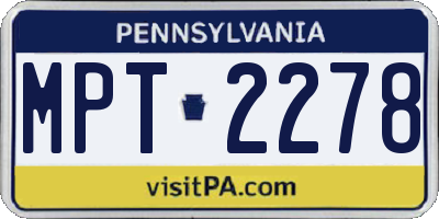 PA license plate MPT2278