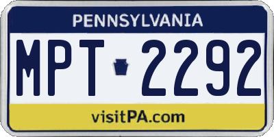 PA license plate MPT2292