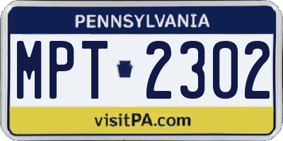 PA license plate MPT2302