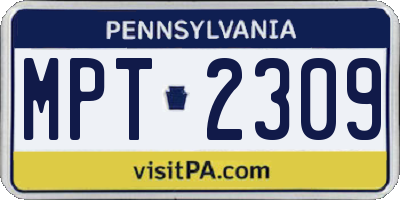 PA license plate MPT2309