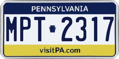 PA license plate MPT2317