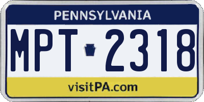 PA license plate MPT2318