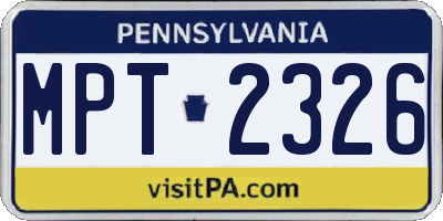 PA license plate MPT2326