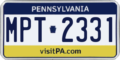 PA license plate MPT2331