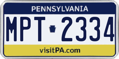 PA license plate MPT2334