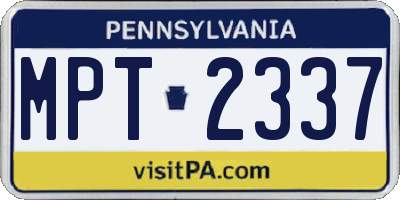PA license plate MPT2337